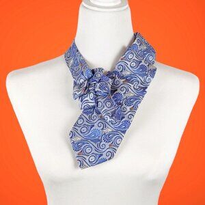 Ogsplosh Blue Silk Ascot Scarf Made From A Repurposed Silk Tie NEW